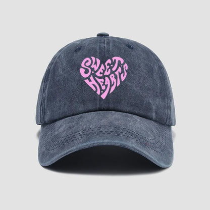 Pink Heart-Shaped Letter Printed Bbaseball Cap, Versatile for Daily Use, Sweet Girl's Hat
