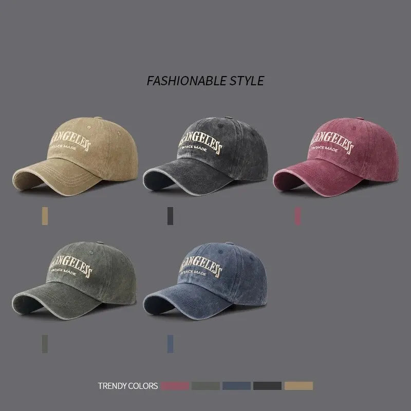 New Soft Top Washed Vintage Coated Cloth Cap Three-Dimensional Embroidery Sunhat Distressed White Baseball Cap