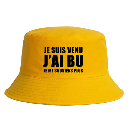 Chapeau Bob Réversible Je Suis Venu J’ai Bu Je Me Souviens Plus 8 Couleurs Adult Bucket Hat