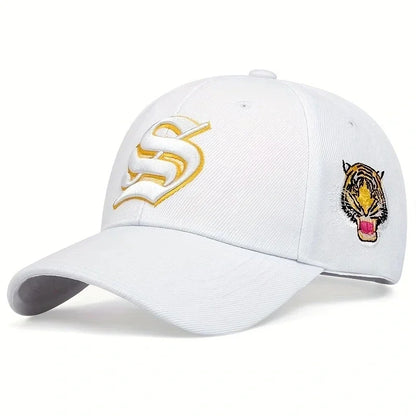 Unisex S Letter Side Tiger Embroidery Baseball Caps