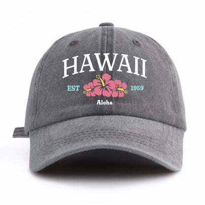 HAWAII Print Washed Baseball Cap For Adults