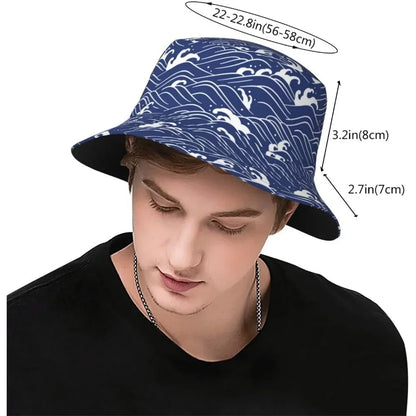 Japanese Wave Fisherman Cap Hip Hop Gorras Summer Unisex Printing Bucket Hat