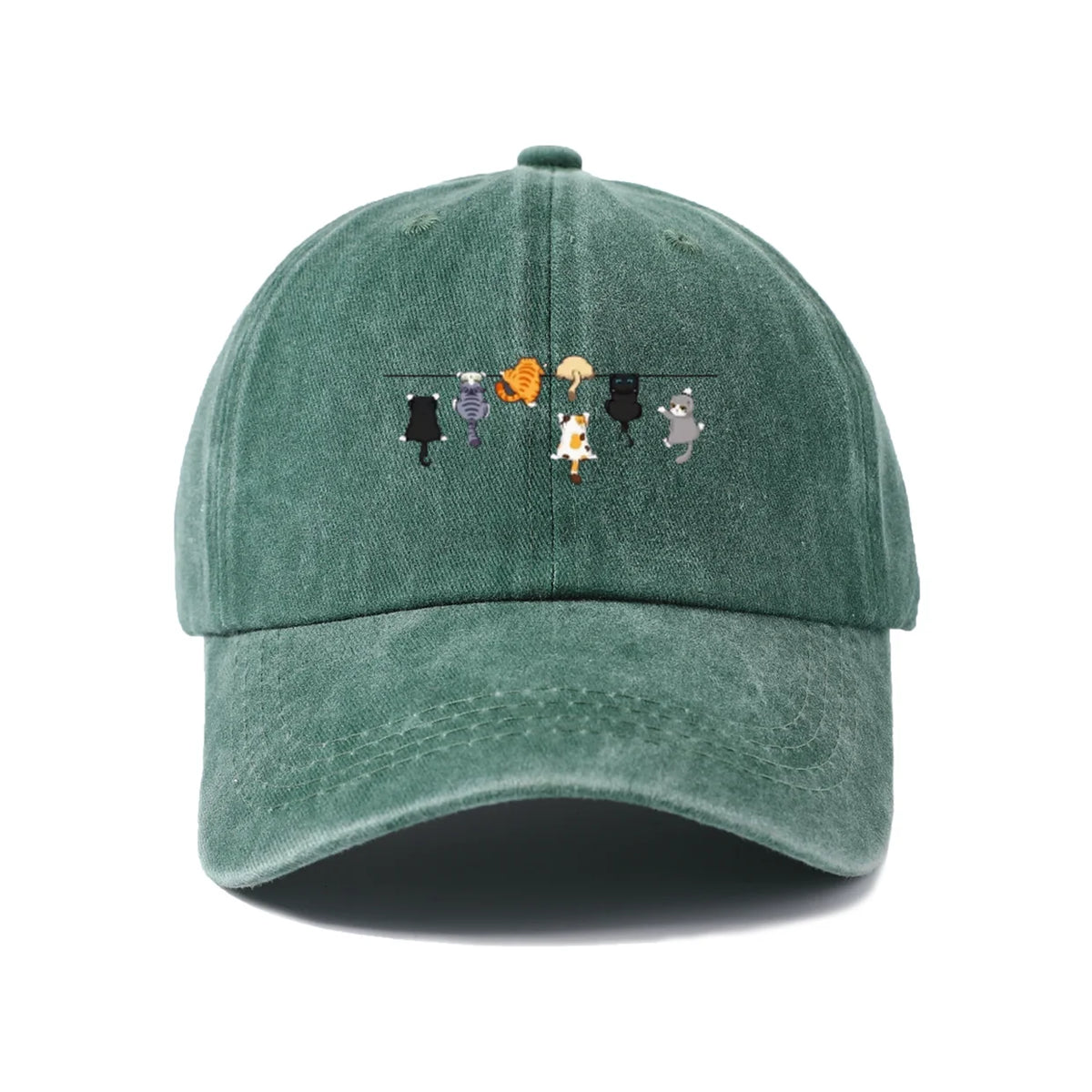 Cats Hanging on Clothesline Graphic Baseball Cap