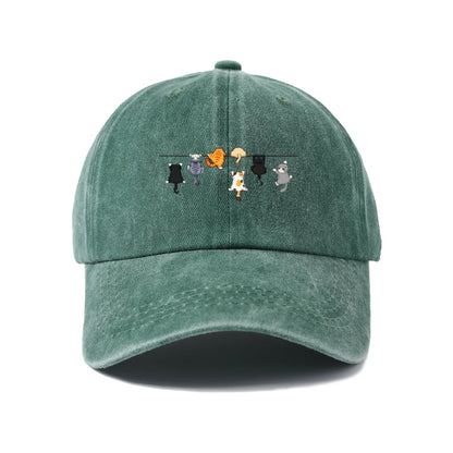 Cats Hanging on Clothesline Graphic Baseball Cap