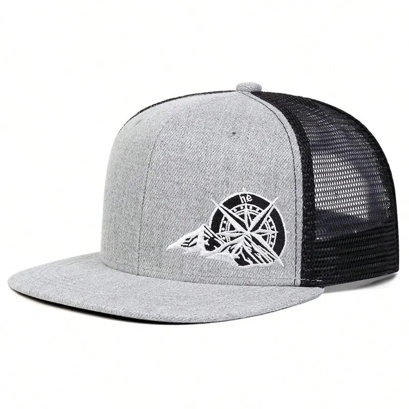 Unisex Compass Mountain Embroidery Hip-hop Hats Snapback Cap Baseball Caps Sunscreen Hat