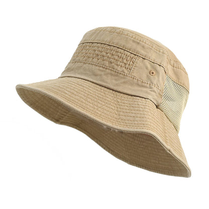 Spring Summer Washed Cotton Mesh Breathable Bucket Hats