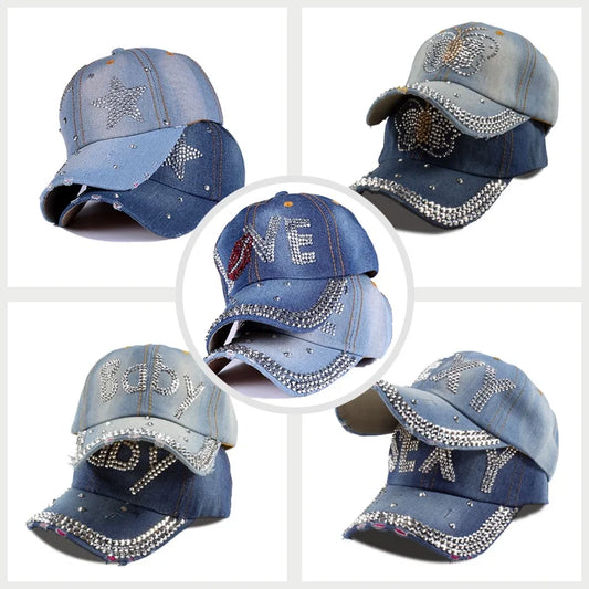 Vintage Denim Baseball Cap With For Women