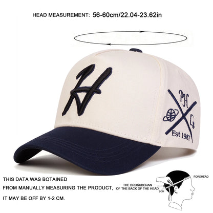 Unisex H Letter Embroidered Baseball Caps Spring Autumn Outdoor