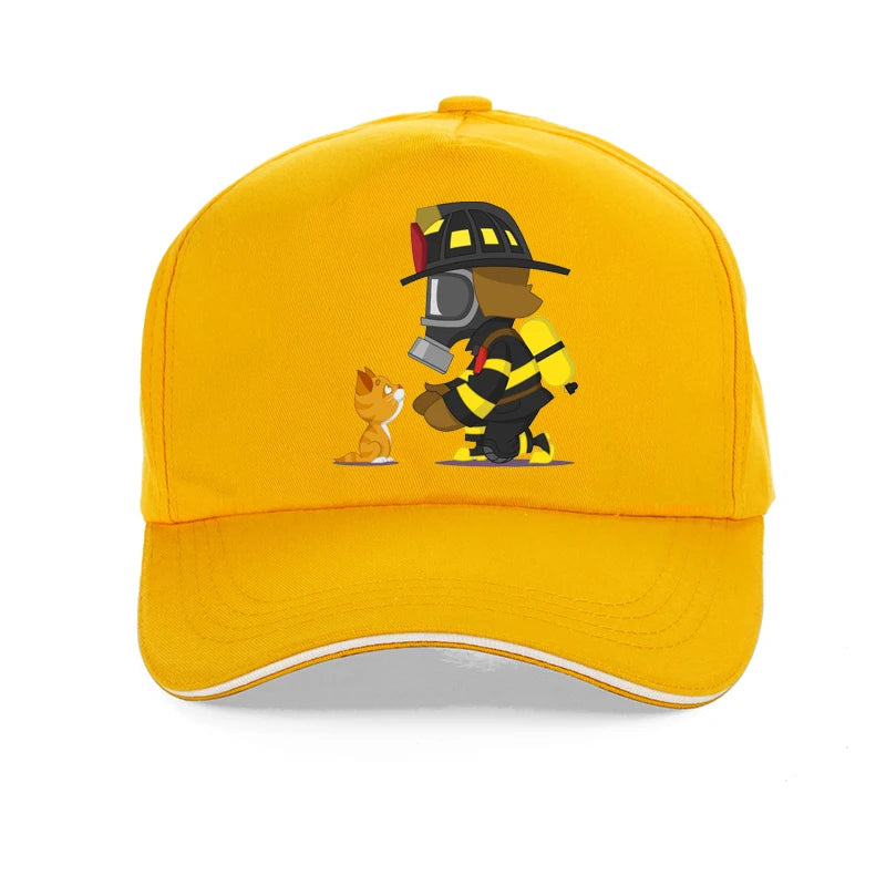 Rescues Kitten Men Baseball Cap Fashion Firefighter Hero Fight Fire