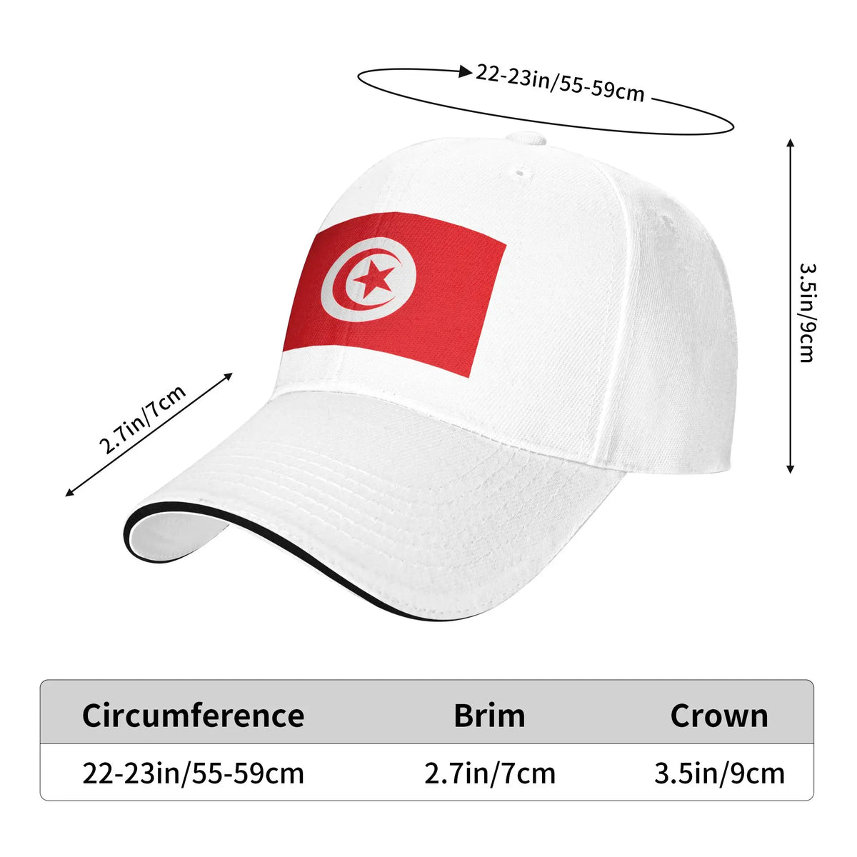 Tunisia Flag Red Crescent Moon Red Star Symbol Baseball Cap