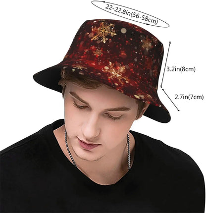 Christmas Fisherman Hat Christmas Snowflakes Hat for Women Men Bucket Hats