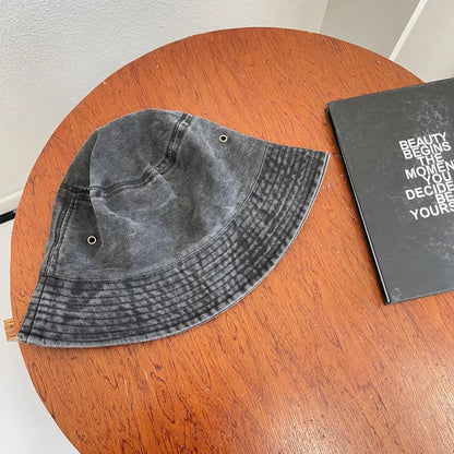 Washed Denim Bucket Hat Women Fisherman's Hat Bucket Hat