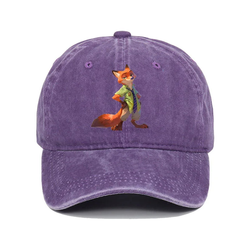 Cartoon Zootopia Nick Sun Baseball Cap Couple Women Print Baseball Caps