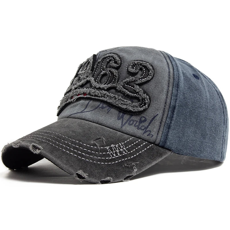 Fashion Vintage Washed Cotton Baseball Cap Men Digit 1962 Embroidery Snapback Spring Autumn Women