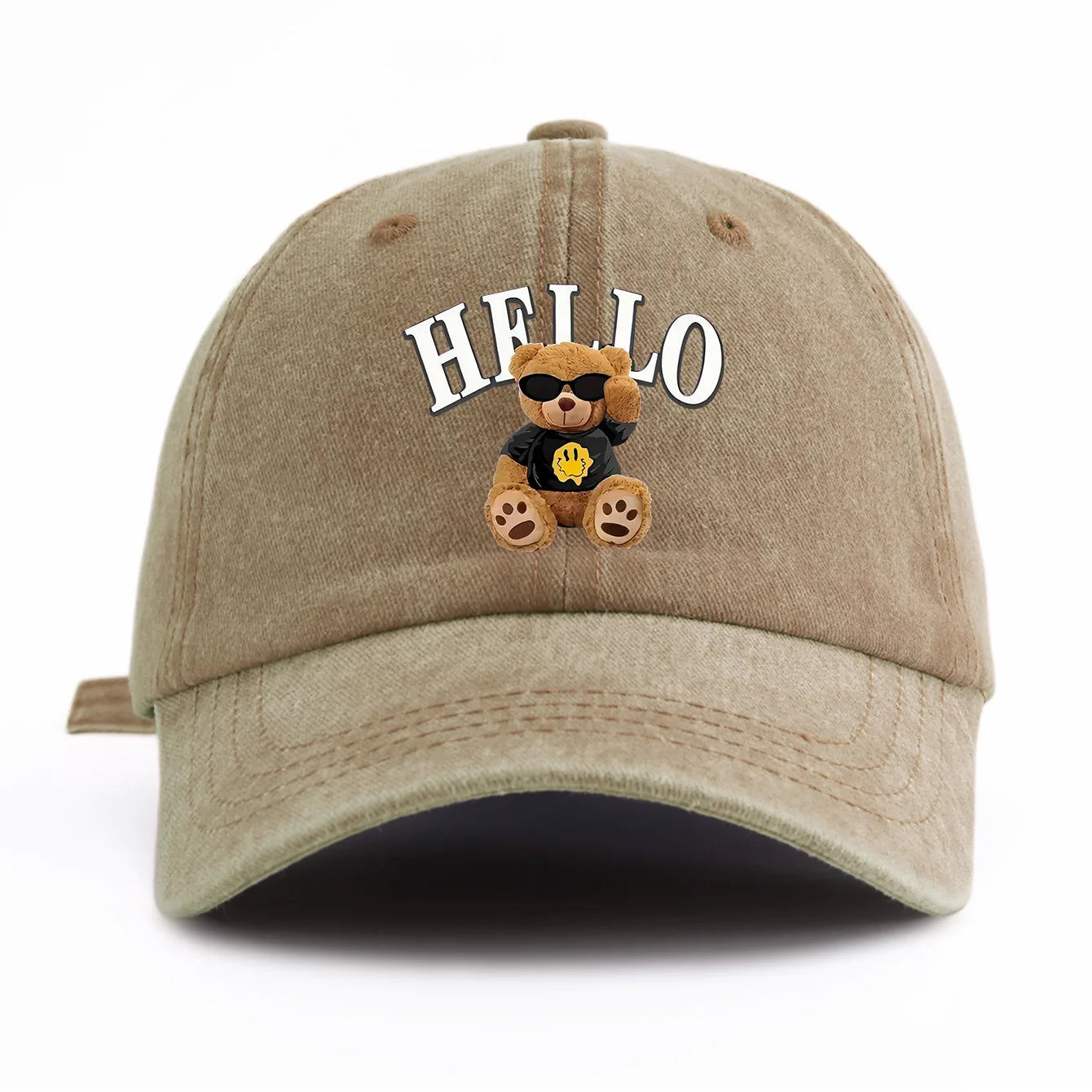 HELLOBEAR Print Washed Baseball Cap For Adults