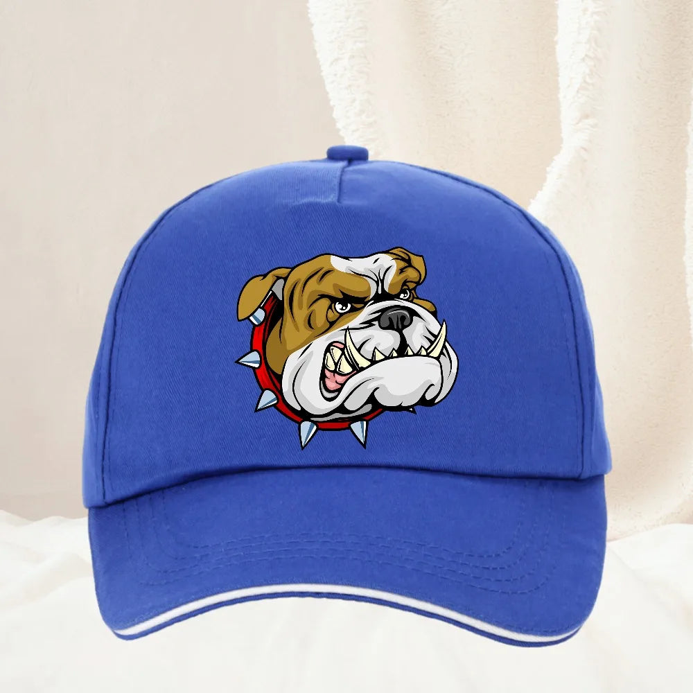 Super Angry Dog Stick Bully Bulldog Cartoon Man Baseball Cap