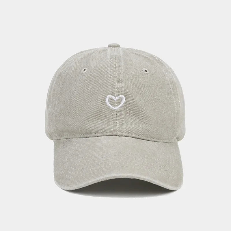 Cotton Baseball Cap Soft Top Embroidered Love Retro Simple
