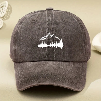 Adjustable Buckle Baseball Cap With Forest Print