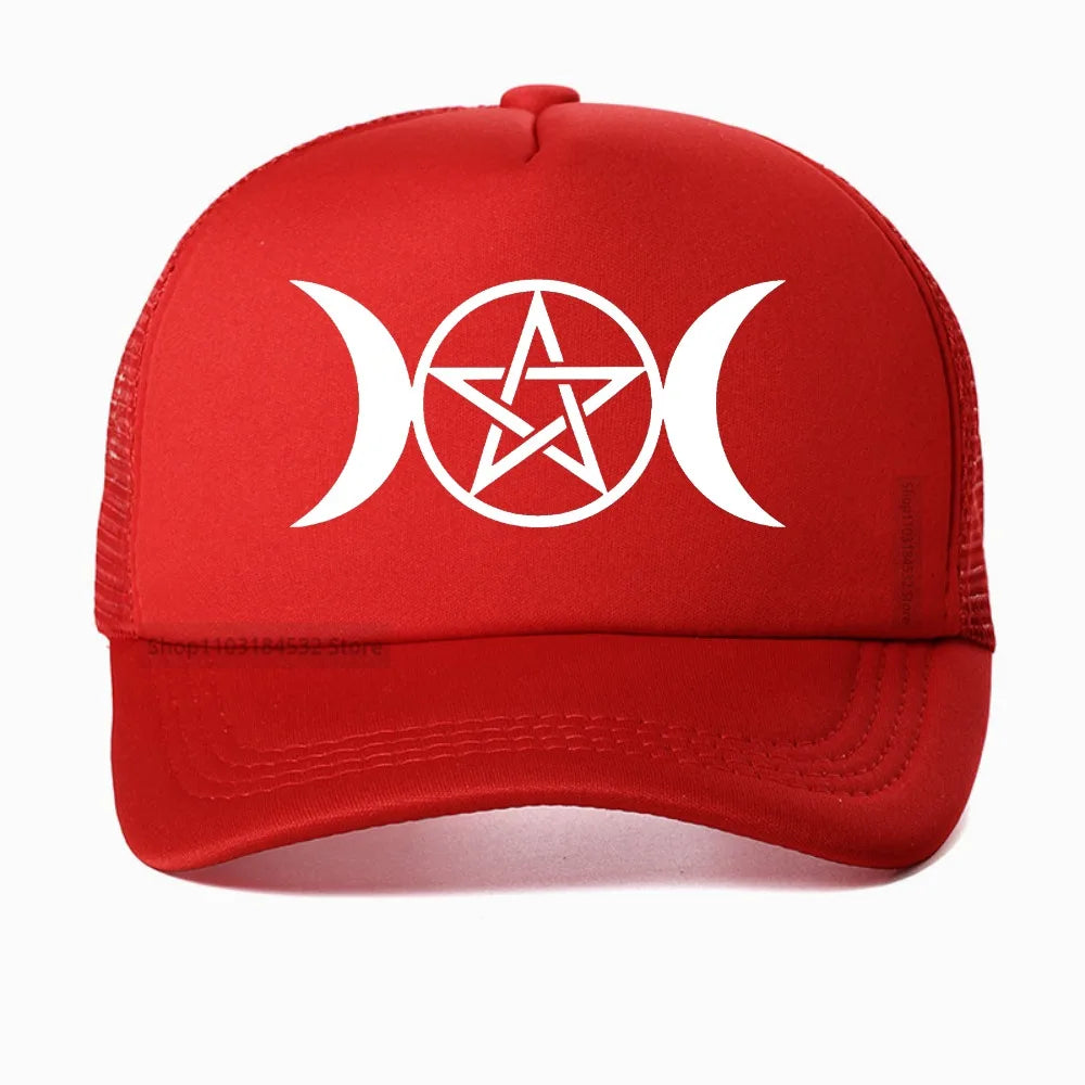 Triple Moon Goddess Wicca Pentacle Cartoon Baseball Cap