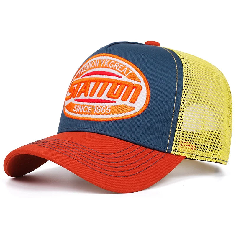 New Style Unisex Baseball Cap Classic Station Letter Pattern Mesh Cap Men and Women