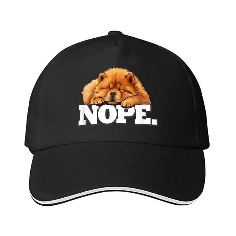 Chow Chow Lover Baseball Cap - Black with Adorable Brown Puppy Design