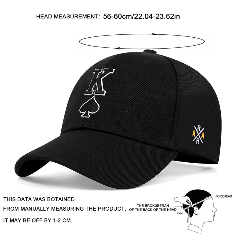 Unisex Poker K Letter Embroidery Baseball Caps Sunscreen Hat Sports Golf Cap