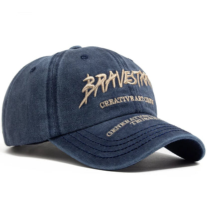 Baseball Cap Embroidered Cotton Soft Top Men's Caps Casual Retro Travel Visor Hats