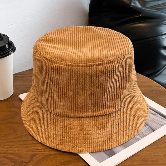 High Quality Corduroy Bucket Hat Casual Solid Color Foldable Fisherman