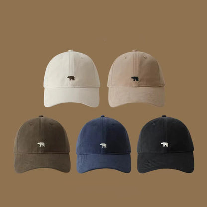 Summer Versatile Polar Bear Embroidered Baseball Cap With Large Brim For A Small Face