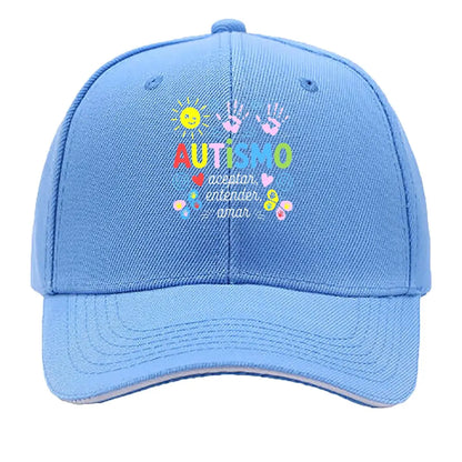 Autismo Colorful Handprints Sun Hearts Sandwich Baseball Cap
