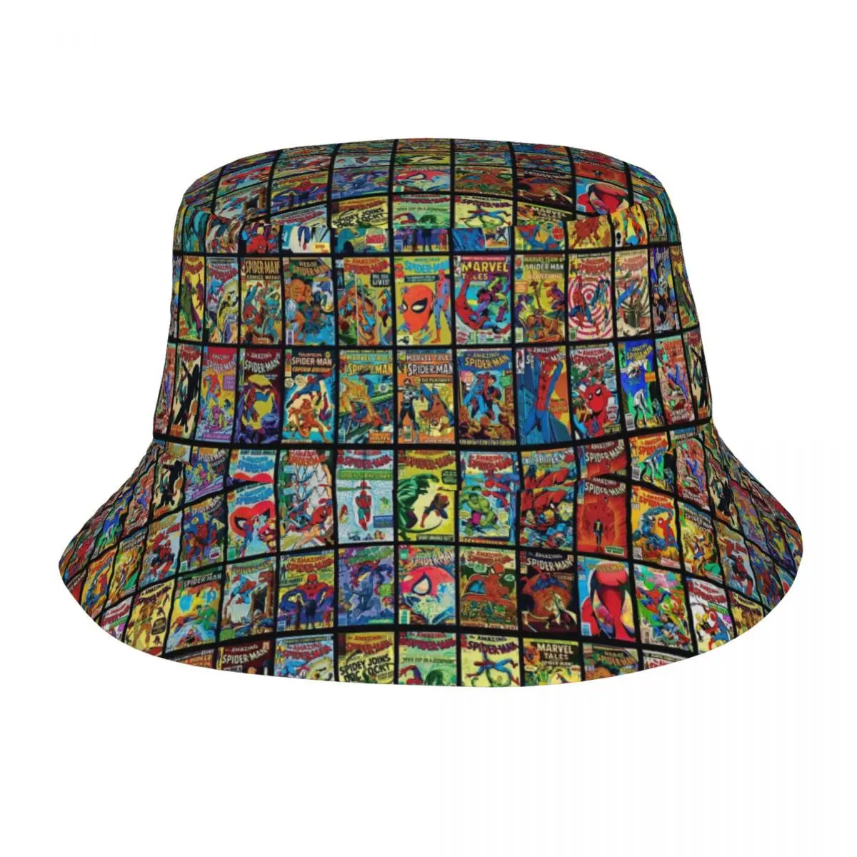 Vintage Superhero Comic Book Collection Pattern Bucket Hat