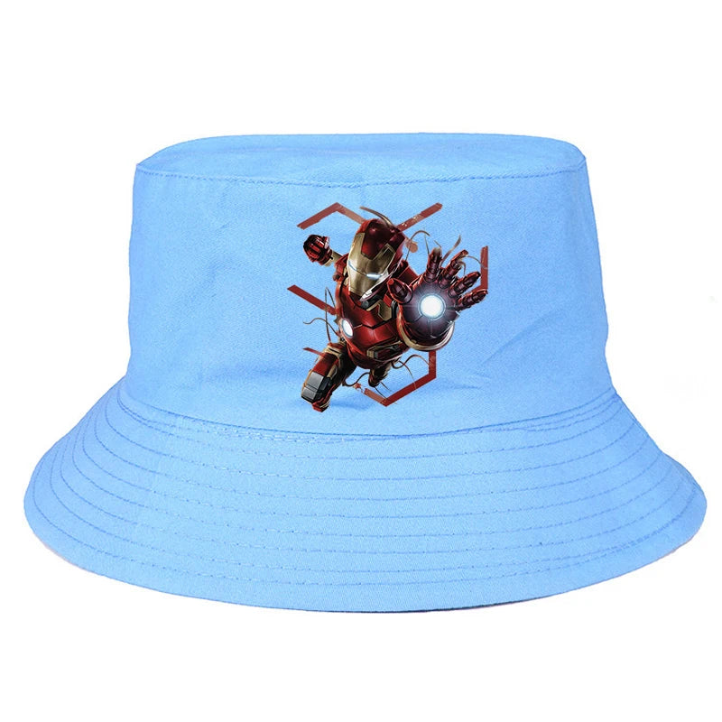 Marvel Iron Man Bucket Hat Casual Graphic Vintage Cartoon Beach Panama Hats