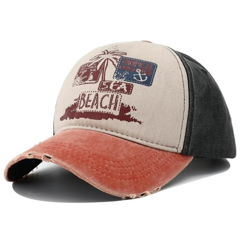 Retro BEACH Embroidery Baseball Hat