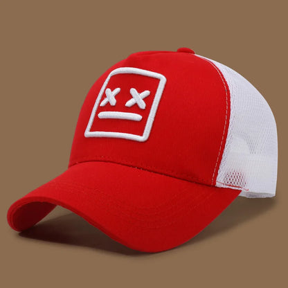 Men's Smiling Face Embroidered Baseball Cap, Fashionable Truck Driver Hat