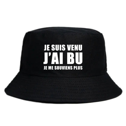 Chapeau Bob Réversible Je Suis Venu J’ai Bu Je Me Souviens Plus 8 Couleurs Adult Bucket Hat