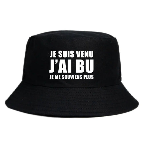 Chapeau Bob Réversible Je Suis Venu J’ai Bu Je Me Souviens Plus 8 Couleurs Adult Bucket Hat