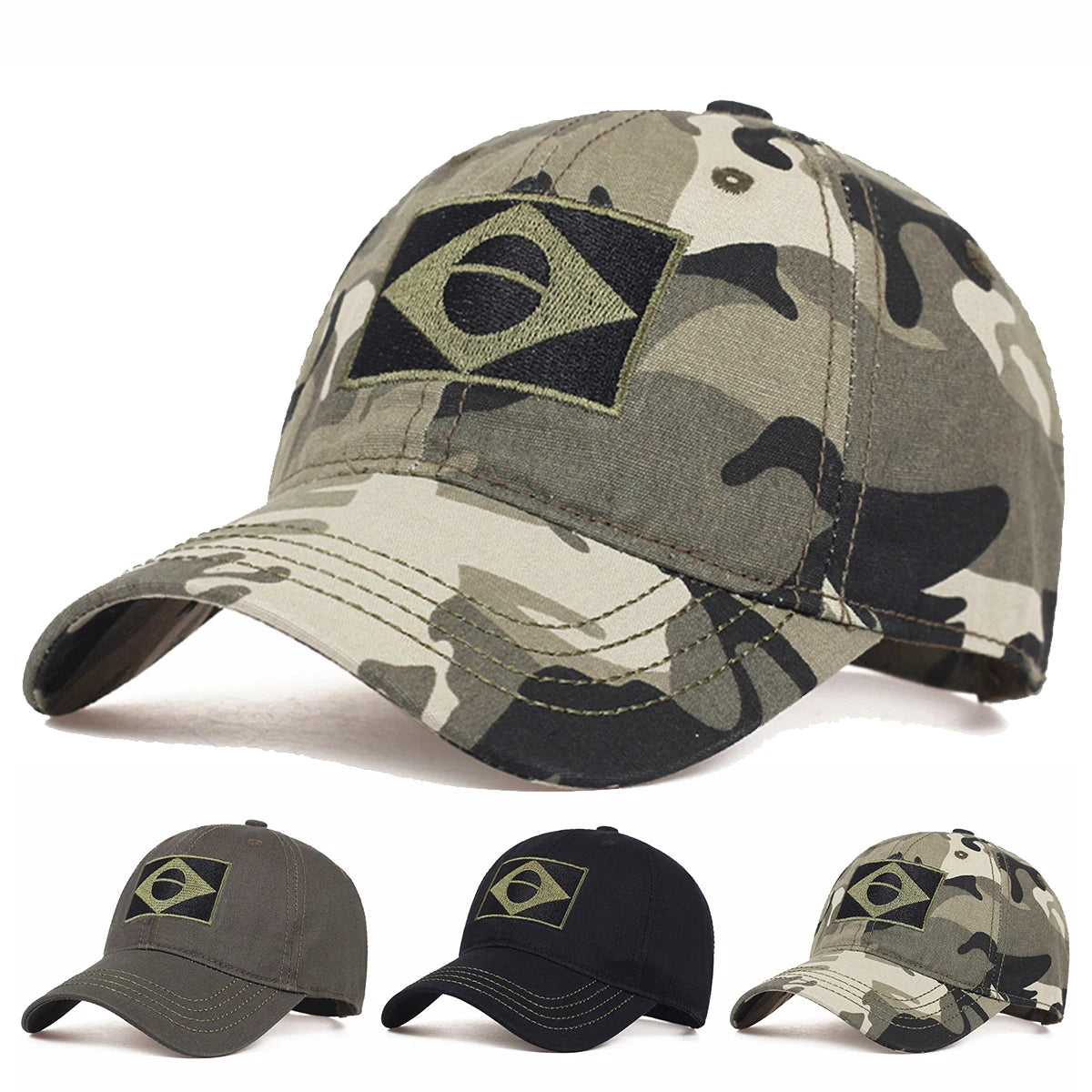 Tactical Baseball Cap Men Summer Brazil Flag Sun Protection Snapback Cap Male