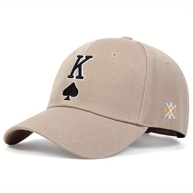 Unisex Poker K Letter Embroidery Baseball Caps Sunscreen Hat Sports Golf Cap