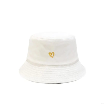 Stylish Bucket Hats With Heart Embroidery Ladies Girls Fashion Sun Hats