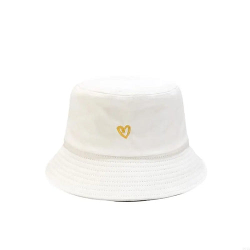 Stylish Bucket Hats With Heart Embroidery Ladies Girls Fashion Sun Hats