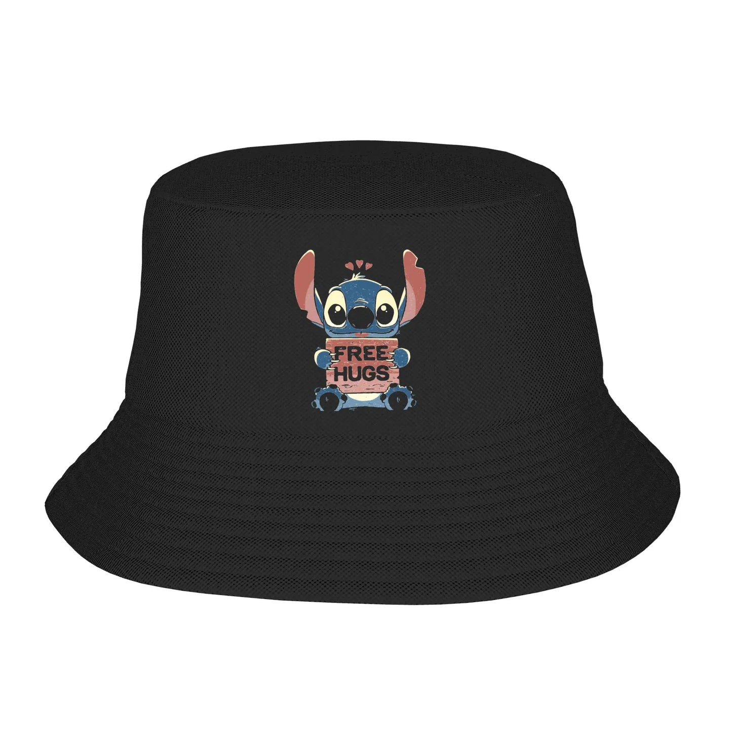 Streetwear Cartoon Stitch Bat Halloween Bucket Hat Girl
