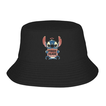 Streetwear Cartoon Stitch Bat Halloween Bucket Hat Girl