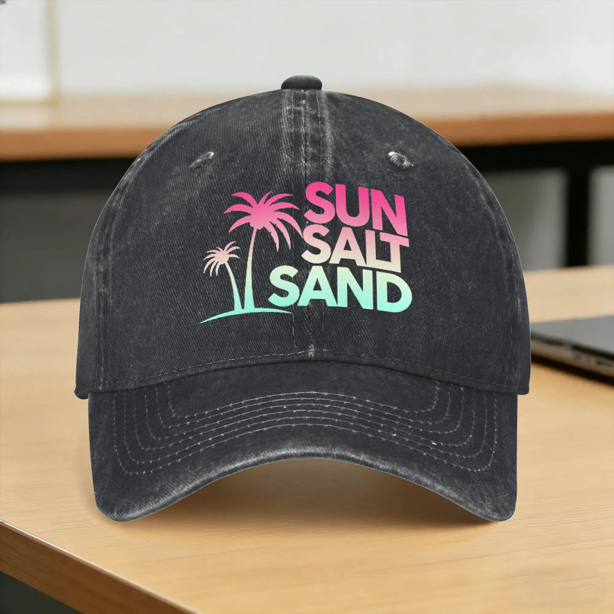 Baseball Cap Funny Sun Salt Sand Vacation Beach Vintage 70s Retro Cute Summer