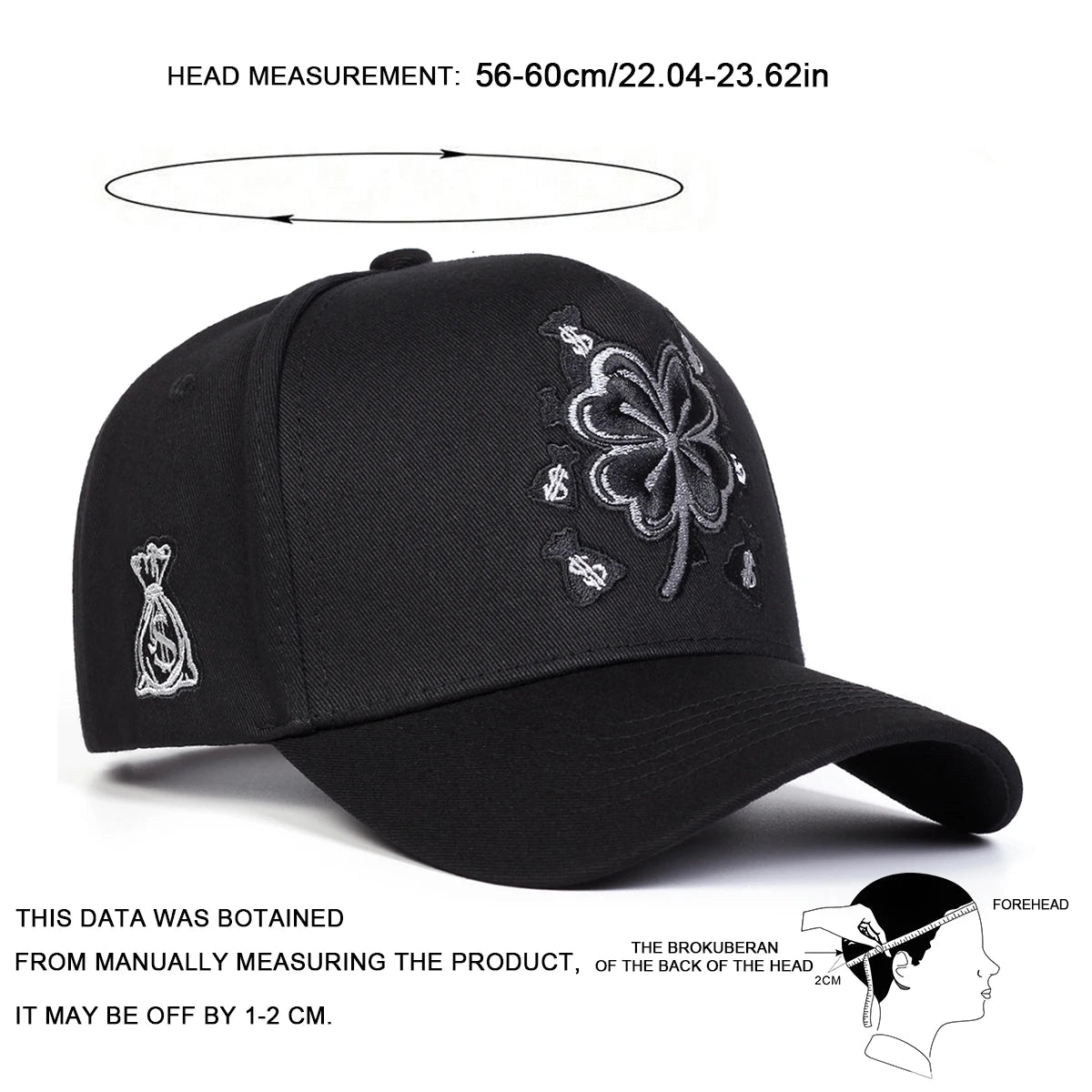 Unisex Four-Leaf Clover Embroidery Baseball Caps
