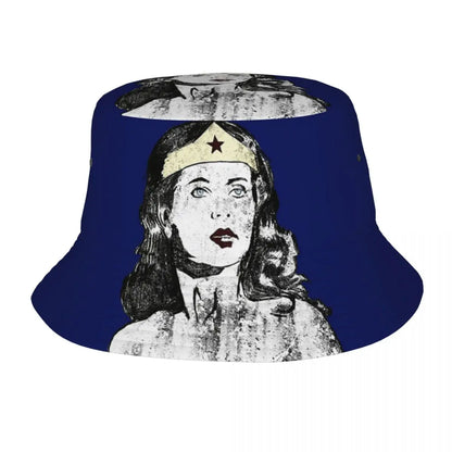 Vintage Superhero Comic Book Collection Pattern Bucket Hat
