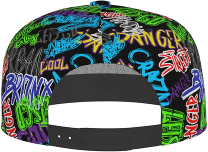 Funny Graffiti Adjustable Snapback Hat for Men Women Unisex Hip Hop Baseball Cap