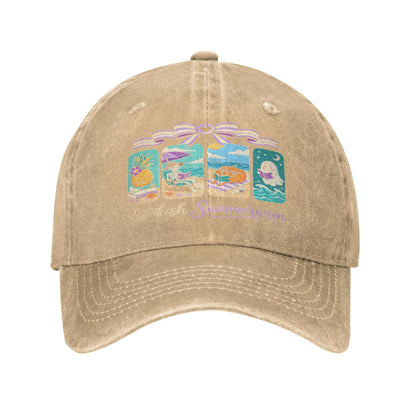 Summerween Beach Reading Ghost Pumpkin Skeleton Lover Cap Novelty Baseball Cap