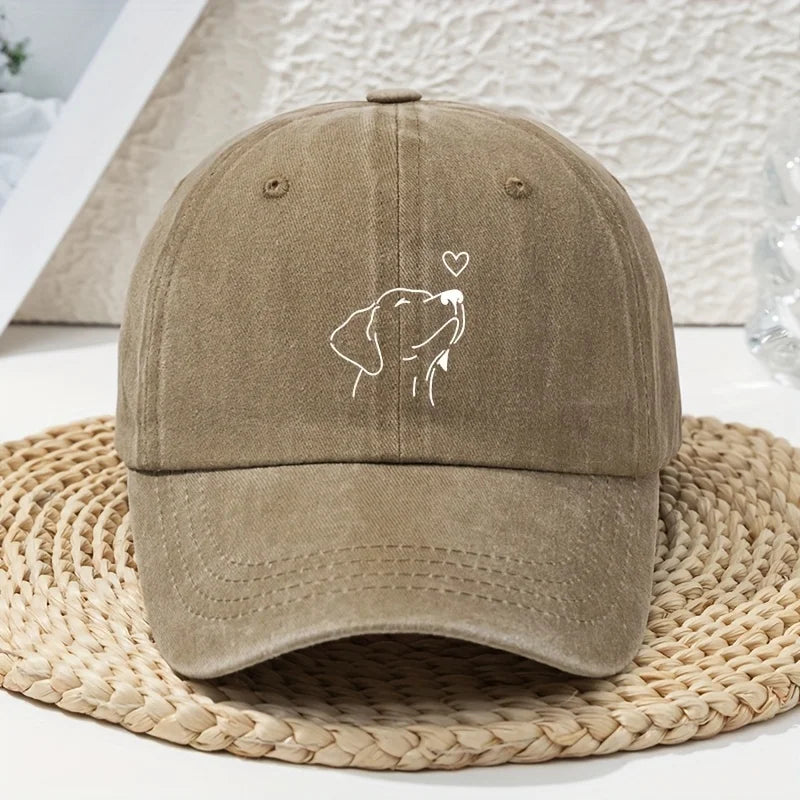 White Line Dog Print Women's Baseball Cap