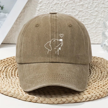 White Line Dog Print Women's Baseball Cap