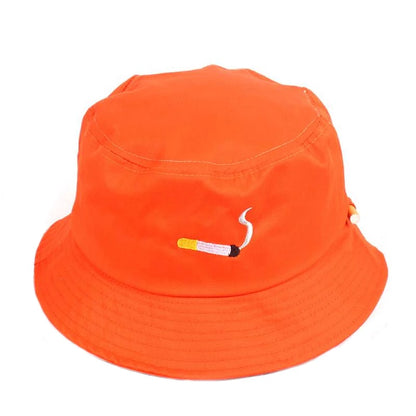 Unisex Cigarette Embroidery Personality Two-Sided Bucket Hats